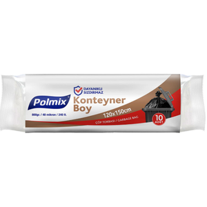 POLMİX ÇÖP TORBASI AĞIR HİZMET 120*150 KONTEYNER BOY 1000 GR. SİYAH PAKET