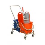 TEMİZLİK ARABASI ÇİFT KOVALI KROM ÇELİK PRESLİ